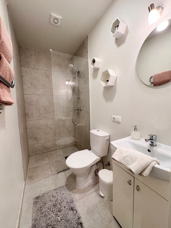 Vonios kambarys su dušu apartamentuose Palangoje